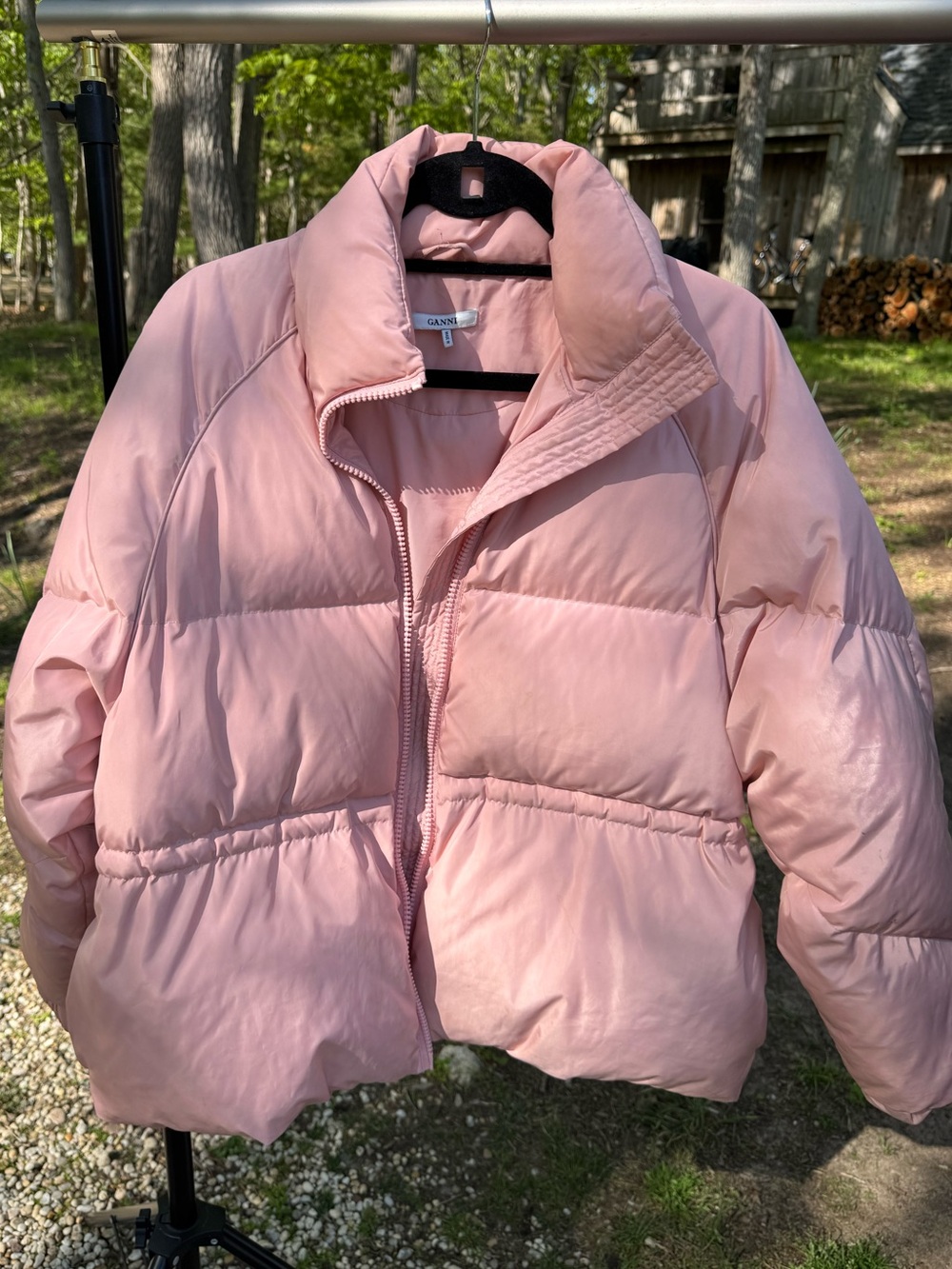 Ganni Blush Pink Quilted Puffer Jacket